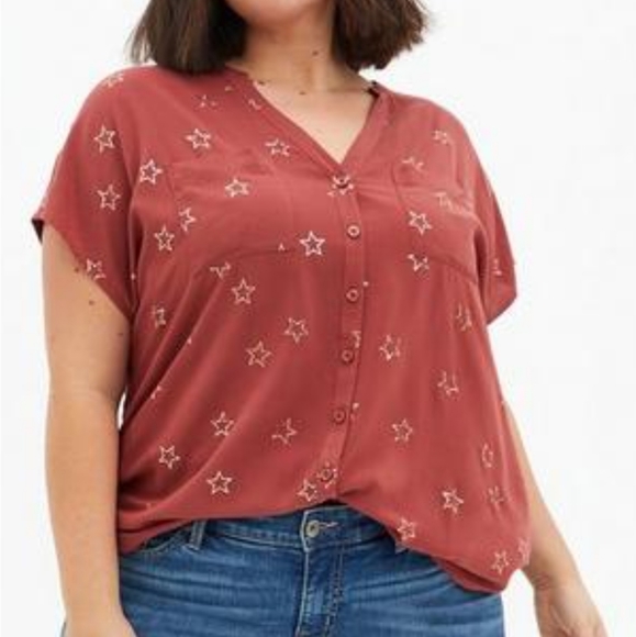 Plus size 2X Torrid Challis Dolman Sleeve Top Rust Color Shirt Blouse - Picture 2 of 5